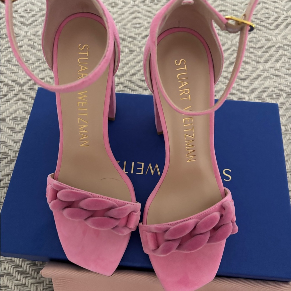 Stuart Weitzman Pink Suede Sandal Sz 7.5